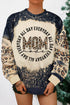 Black Mom Letter Graphic Print Leopard Bleached Sweatshirt
